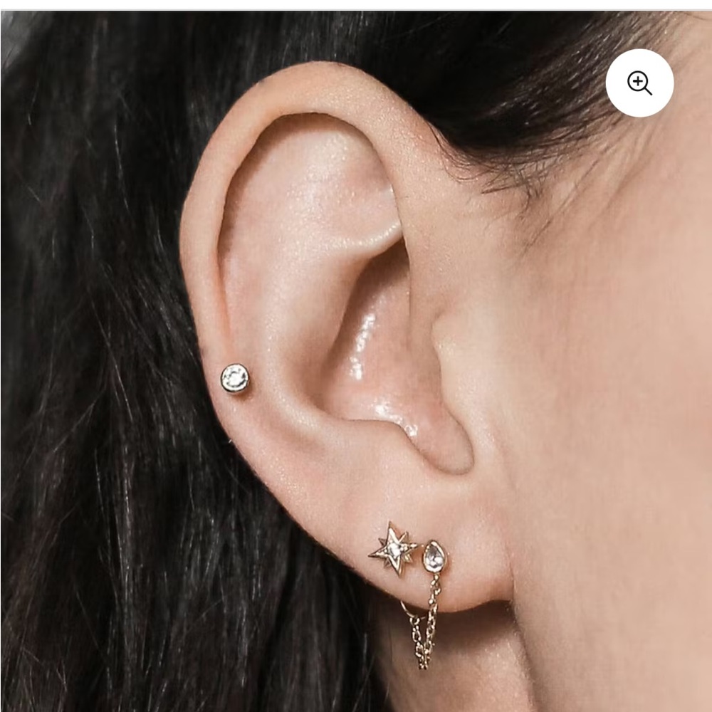 Maison Miru Tiny Crystal Threaded Flat Back Earri… - image 4